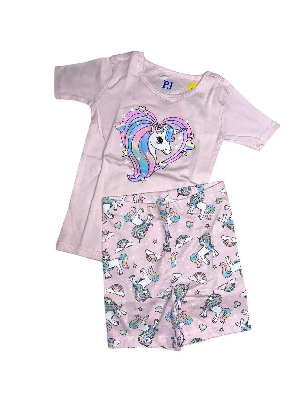The Children's Place Pink Cameo Unicorn Heart Snug Fit Cotton Pajamas 3T